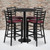Flash Furniture RSRB1025-GG 30" Dia. x 42" H Black Laminate Finish Round Table Set with 4 Metal Ladder Back Metal ladder Back Bar Stools
