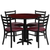 Flash Furniture HDBF1006-GG 36" Dia. x 30" H Mahogany Laminate Finish Round Table Set with 4 Metal Ladder Back Chairs