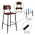 Flash Furniture XU-DG-60725B-GG 29-5/8"H Mahogany Finish Back And Seat With Curver Back Steel Tubular Frame Dining Barstool