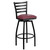Flash Furniture XU-6F8B-LADSWVL-BURV-GG Burgundy Vinyl Padded Swivel Seat with Metal Ladder Back Hercules Series Bar Stool