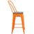 Flash Furniture CH-31320-24GB-OR-WD-GG Orange Metal Curved Back With Vertical Slat Counter Height Bar Stool
