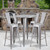 Flash Furniture CH-51090BH-4-30CAFE-SIL-GG 30" Dia. x 41" H Silver Metal Round Bar Height Table and 4 Bar Stool Set