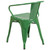 Flash Furniture CH-31270-GN-GG Green Galvanized Steel with Arms Vertical Slat Back and Drain Hole Seat Armchair