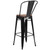Flash Furniture CH-31320-30GB-BK-WD-GG Black Metal Curved Back With Vertical Slat Bistro Style Bar Stool