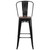 Flash Furniture CH-31320-30GB-BK-WD-GG Black Metal Curved Back With Vertical Slat Bistro Style Bar Stool