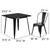Flash Furniture ET-CT002-4-30-BK-GG Black Steel Square Table Set with 4 Chairs