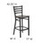 Flash Furniture XU-DG697BLAD-BAR-WALW-GG Walnut Finish Seat With Ladder Back Steel Steel Black Powder Coated Frame Hercules Series Restaurant Bar Stool