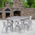 Flash Furniture ET-CT005-6-70-SIL-GG Silver Steel Rectangular Table Set with 6 Chairs