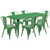 Flash Furniture ET-CT005-6-30-GN-GG Green Steel Rectangular Table Set with 6 Chairs