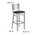 Flash Furniture XU-DG-60402-BAR-BLKV-GG Black Vinyl Steel With Slat Back Silver Powder Coated Frame Hercules Series Restaurant Bar Stool