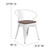 Flash Furniture CH-31270-WH-WD-GG White Metal Back with Arms Vertical Slat Wood Seat Bistro Style Stacking Armchair