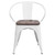 Flash Furniture CH-31270-WH-WD-GG White Metal Back with Arms Vertical Slat Wood Seat Bistro Style Stacking Armchair