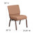 Flash Furniture FD-CH0221-4-CV-BN-BAS-GG Caramel 21.25" Width Steel Book Rack with Communion Cup Holder Copper Vein Frame Hercules Series Extra Wide Stacking Church Chair