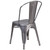 Flash Furniture XU-DG-TP001-GG Silver Distressed Metal Curved Back with Vertical Slat Stacking Side Chair