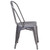 Flash Furniture XU-DG-TP001-GG Silver Distressed Metal Curved Back with Vertical Slat Stacking Side Chair