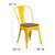 Flash Furniture CH-31230-YL-WD-GG Yellow Metal Curved Back with Vertical Slat Textured Wood Seat Stacking Side Chair