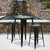 Flash Furniture CH-31330B-2-30SQ-BK-GG 27 3/4" W x 27 3/4" D x 40" H Black Galvanized Steel Square Bar Height Table and 2 Chairs Set