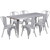 Flash Furniture ET-CT005-6-30-SIL-GG Silver Steel Rectangular Table Set with 6 Chairs