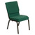 Flash Furniture XU-CH-60096-GN-GG Green 19" Width Gold Vein Frame Finish Hercules Series Stacking Church Chair