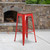 Flash Furniture CH-31320-30-RED-WD-GG Red Textured Wood Seat With Galvanized Steel Backless Bar Stool