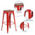 Flash Furniture CH-31320-30-RED-WD-GG Red Textured Wood Seat With Galvanized Steel Backless Bar Stool
