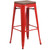 Flash Furniture CH-31320-30-RED-WD-GG Red Textured Wood Seat With Galvanized Steel Backless Bar Stool