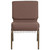 Flash Furniture FD-CH0221-4-GV-BNDOT-BAS-GG Brown 21.25" Width Steel Book Rack with Communion Cup Holder Gold Vein Frame Hercules Series Extra Wide Stacking Church Chair