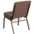 Flash Furniture FD-CH0221-4-GV-BNDOT-BAS-GG Brown 21.25" Width Steel Book Rack with Communion Cup Holder Gold Vein Frame Hercules Series Extra Wide Stacking Church Chair