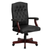 Flash Furniture 801L-LF0005-BK-LEA-GG Black Padded Arms Mahogany Wood Capped Metal Base Martha Washington Executive Swivel Office Chair