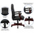Flash Furniture 801L-LF0005-BK-LEA-GG Black Padded Arms Mahogany Wood Capped Metal Base Martha Washington Executive Swivel Office Chair