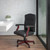 Flash Furniture 801L-LF0005-BK-LEA-GG Black Padded Arms Mahogany Wood Capped Metal Base Martha Washington Executive Swivel Office Chair