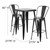 Flash Furniture CH-31330B-2-30GB-BK-GG 27 3/4" W x 27 3/4" D x 40" H Black Galvanized Steel Square Table and 2 Chairs Set