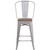 Flash Furniture CH-31320-24GB-SIL-WD-GG Silver Metal Curved Back With Vertical Slat Bistro Style Counter Height Bar Stool