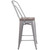 Flash Furniture CH-31320-24GB-SIL-WD-GG Silver Metal Curved Back With Vertical Slat Bistro Style Counter Height Bar Stool