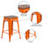 Flash Furniture CH-31320-24-OR-WD-GG Orange Textured Wood Seat With Galvanized Steel Counter Height Backless Bar Stool