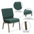 Flash Furniture FD-CH0221-4-GV-S0808-BAS-GG Hunter Green 21.25" Width Steel Book Rack with Communion Cup Holder Gold Vein Frame Hercules Series Extra Wide Stacking Church Chair