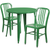 Flash Furniture CH-51090TH-2-18VRT-GN-GG 30" Dia. x 29 1/2" H Green Metal Round Table and 2 Chair Set