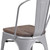 Flash Furniture CH-31230-SIL-WD-GG Silver Metal Curved Back with Vertical Slat Textured Wood Seat Stacking Side Chair
