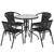 Flash Furniture TLH-087RD-037BK4-GG Black Steel Round Table Set with 4 Chairs