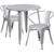 Flash Furniture CH-51090TH-2-18ARM-SIL-GG 30" Dia. x 29 1/2" H Silver Metal Round Table and 2 Chair Set