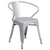 Flash Furniture CH-51090TH-2-18ARM-SIL-GG 30" Dia. x 29 1/2" H Silver Metal Round Table and 2 Chair Set