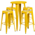 Flash Furniture CH-51080BH-4-30SQST-YL-GG 24" Dia. x 41" H Yellow Metal Round Bar Height Table and 4 Bar Stool Set