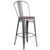 Flash Furniture XU-DG-TP001B-30-WD-GG 30-1/2"H Silver With Clear Coat Finish Galvanized Steel With Vertical Slat Back Bar Stool