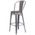 Flash Furniture XU-DG-TP001B-30-WD-GG 30-1/2"H Silver With Clear Coat Finish Galvanized Steel With Vertical Slat Back Bar Stool