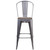 Flash Furniture XU-DG-TP001B-30-WD-GG 30-1/2"H Silver With Clear Coat Finish Galvanized Steel With Vertical Slat Back Bar Stool