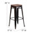 Flash Furniture CH-31320-30-BQ-WD-GG Black Antique Gold Textured Wood Seat With Galvanized Steel Backless Bar Stool
