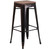 Flash Furniture CH-31320-30-BQ-WD-GG Black Antique Gold Textured Wood Seat With Galvanized Steel Backless Bar Stool