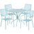 Flash Furniture CO-35RD-02CHR4-SKY-GG 28" H Sky Blue Steel Round Patio Table Set with 4 Chairs