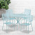 Flash Furniture CO-35RD-02CHR4-SKY-GG 28" H Sky Blue Steel Round Patio Table Set with 4 Chairs