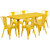 Flash Furniture ET-CT005-6-30-YL-GG Yellow Steel Rectangular Table Set with 6 Chairs